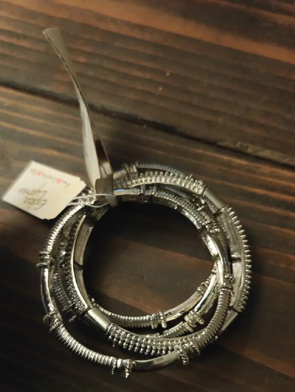 Silver-Tone Textured Multi-Bangle Set D02 6733